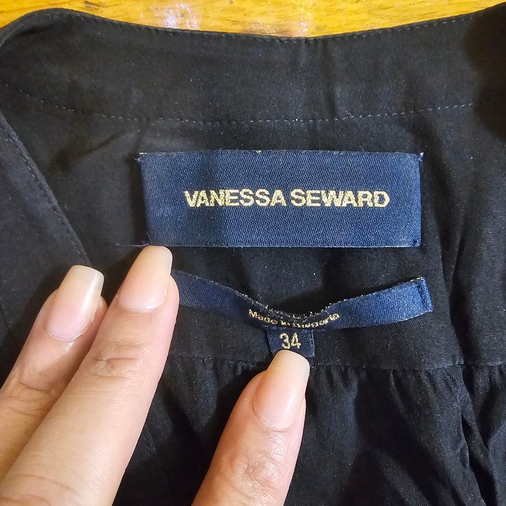 Vanessa Seward Black Silk Blouse Women's Size 2 EU 34 - Picture 3 of 7